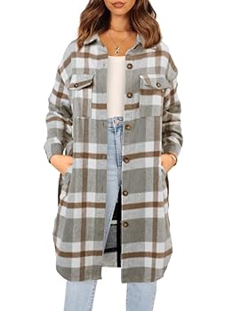 Amazon.com: NIeyook Plaid Shacket Jacket Women Button Down